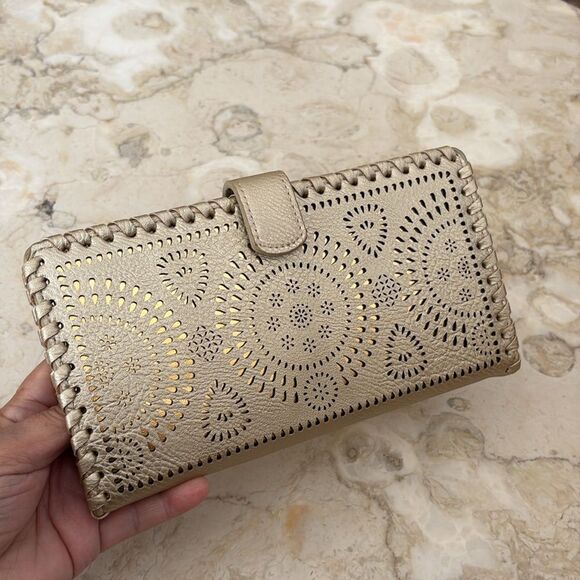 Madison West Travel Collection Large Passport Wallet - Laser Cut Rose Gold - Picture 6 of 13